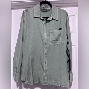 0037- Calvin Klein Jeans Sage Green Lyocell Button Down Shirt XL Minimalist